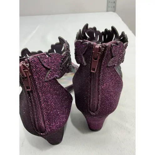 Womans Enzo Romeo Dress Sandals 7 Purple Glitter Back Zip Strappy Open Toe Heel