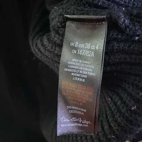 Miss Selfridge Women’s Black Swing Sleeve Open Front Cardigan Sweater Size US 4