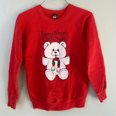 Vintage 1987 Screen Stars Berry Merry Christmas red holiday sweatshirt Sz Small