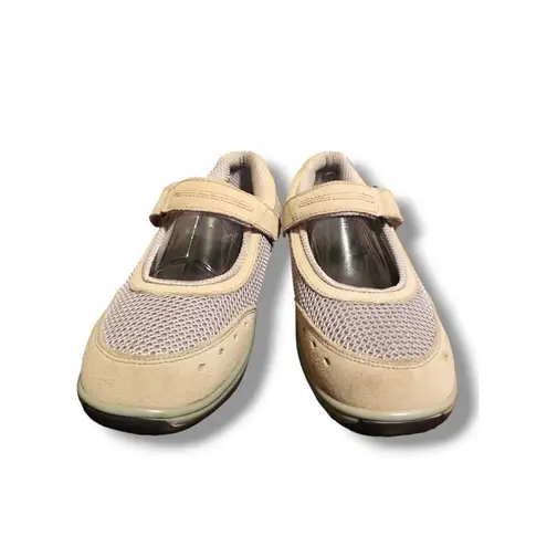 NEW Orthofeet sz 7.5 Womens Tan Leather Strappy Slip on Mary Jane Loafers Preppy