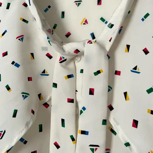 Pretty Good Tie-Neck Graphic Sailboat Print Blouse - Size L