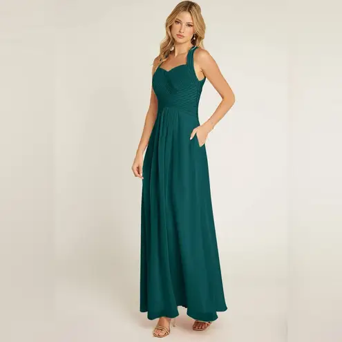 Azazie Formal Evening Gown Dress Green Size A6 NWT Bridesmaid Prom Wedding