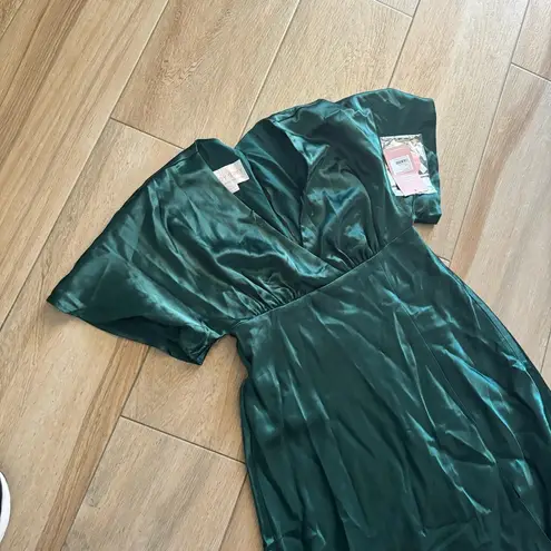 Birdy Grey NWT Jesse Kimono Satin Emerald Bridesmaid Maxi Dress Women Small