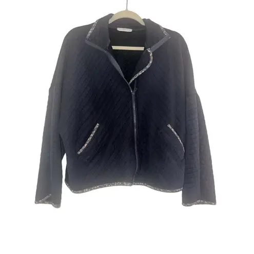 ✨Orange Farm Charcoal Blue Quilt Sz Medium Jacket With Pockets✨ Gray