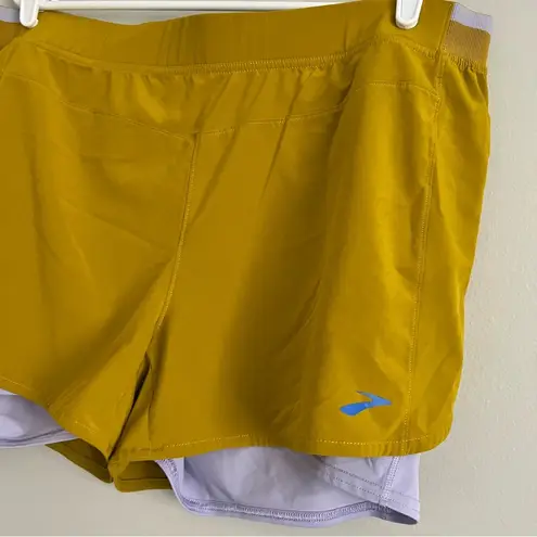 Brooks  Women’s Yellow Run Within 4” 2 in 1 Running Shorts XXL