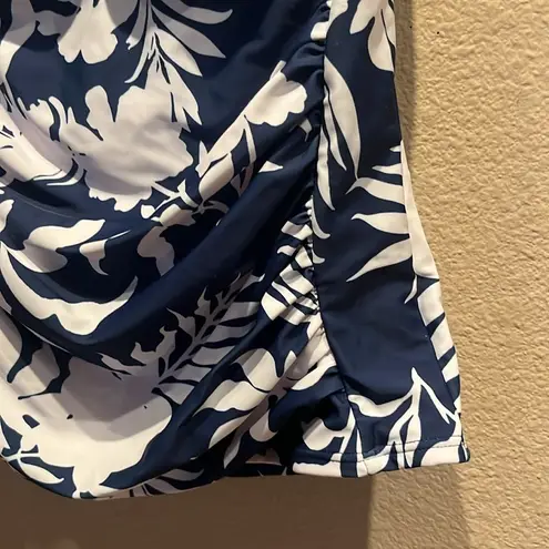 New Eomenie Women’s Blue Tropical Floral Tankini To Size Large NWT