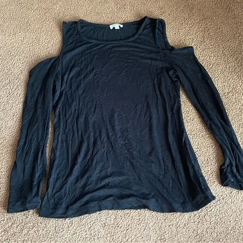 Lily White black cut out cold shoulder long sleeved shirt S