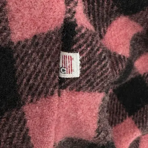 Woolrich Wool Buffalo Check Plaid Pullover Hooded Poncho USA Made Women's Medium