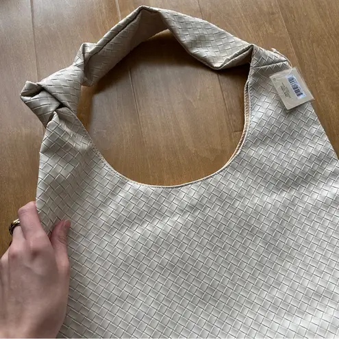 Ulta Beauty Cream Woven Faux Leather Shoulder Bag