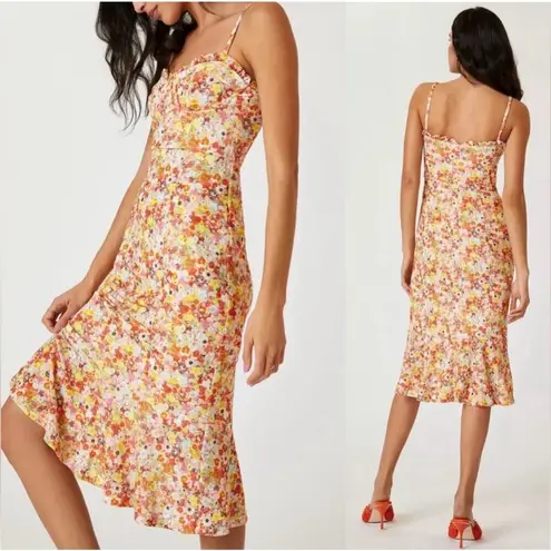 Hutch ANTHROPOLOGIE Women’s Sweetheart Yellow Flower Midi Dress XL