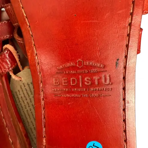 BED STÜ Hilda Red Leather Sandals Buckle Straps Size 9.5 Gladiator Boho Slides