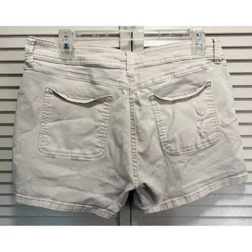Arizona Jeans Arizona Khaki Beige Short Size 13 Pockets Zip Mid Rise Distressed Summer