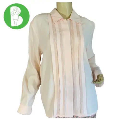 Christie & Jill LIGHT PINK PLEATED BUTTON DOWN BLOUSE (12)