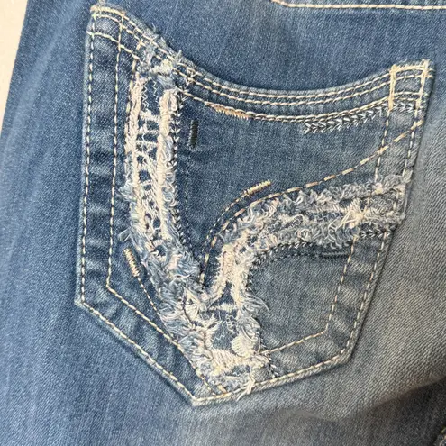 Ariya Jeans Ariya Bootcut Jeans Women Sz 13/14 Stretch Stitch Flap Distressed Western Grunge