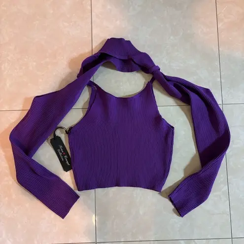 American Vintage Nwt purple knitted tank top with built in turtleneck shrug