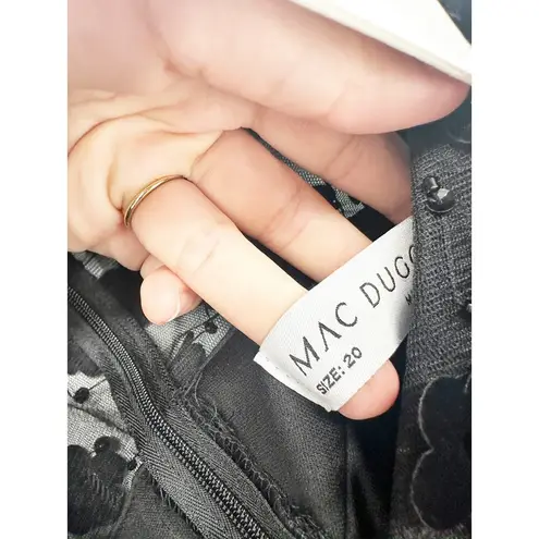 Mac Duggal 67856 Black Embellished V-Neck Illusion Long Sleeve Column Midi Dress