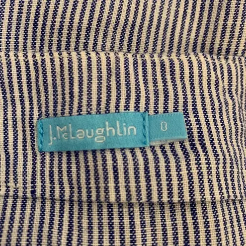 J. McLaughlin Mallorca Linen Asymmetrical-Layer Blue & White Striped Skirt