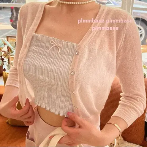 Japanese Kawaii Style Pastel Blue Cottage Ballet Y2K Ruffle Bibbon Bow Crop Top