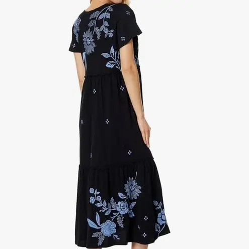 Johnny Was heavily embroidered Lyra Tiered Ruffled Knit Dress