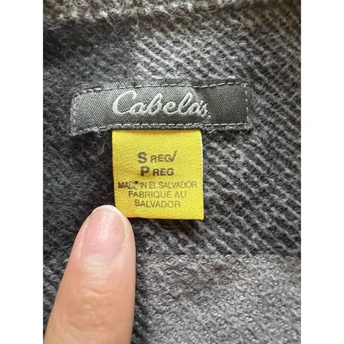 Cabela's Long Sleeve Button Flannel Shirt Jacket Women's Gray Check Size Small
