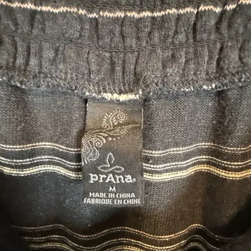 prAna Jasmine Midi High Low Skirt Size M Canella Stripe Gray Jersey Knit Pockets