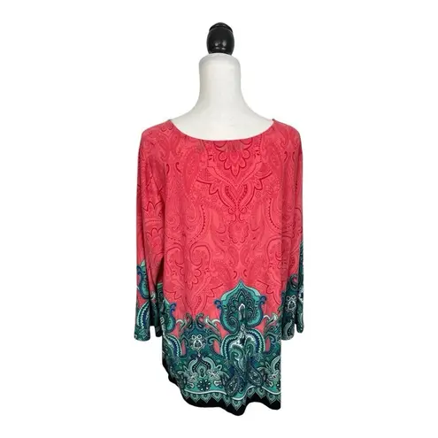 Investments II Blouse Tunic Plus Size 2X Floral Paisley Multicolor Pullover Top