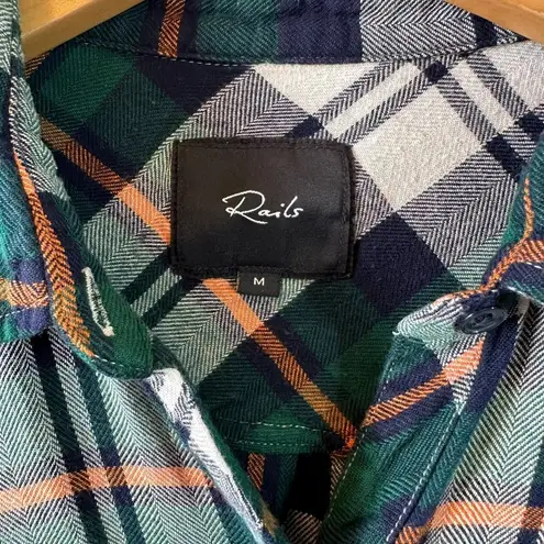 Rails  Green Navy Hunter Plaid Shirt Soft Button Front Flannel Size Medium Casual