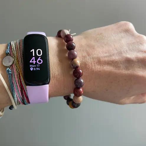 Stone Beaded Stretch Bracelet Purple Brown Power Beads Chunky Early 2000s