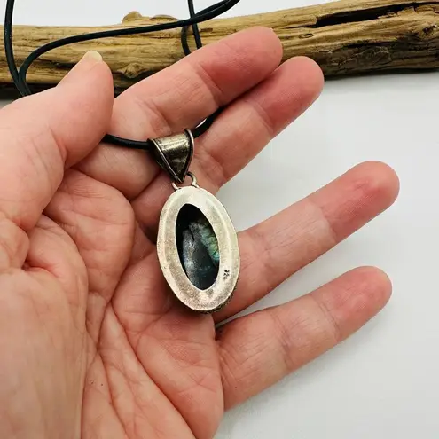 Labradorite Sterling Silver Pendant Necklace Blue