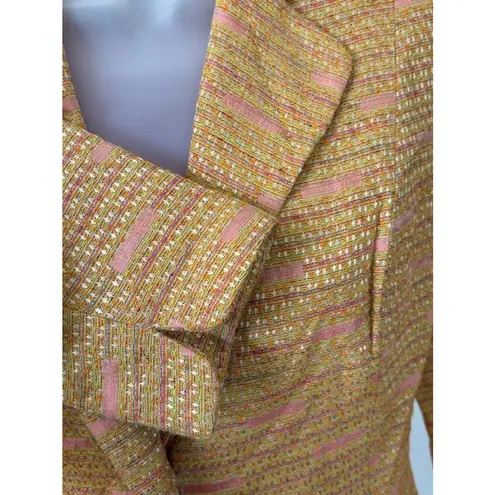 Vintage James Coviello Tweed Peplum Blazer Brown Pink Sz 6 Preppy Academia Twee