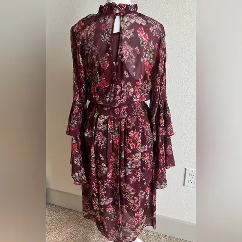 IRO Wine Red Long Sleeve Bell maxi dress