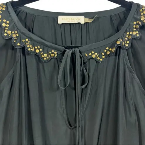 Ramy Brook  Tilly Studded Blouse Top Black M