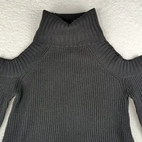 J.O.A. Ribbed Turtleneck Cold Shoulder Sweater Black Women's Size Small