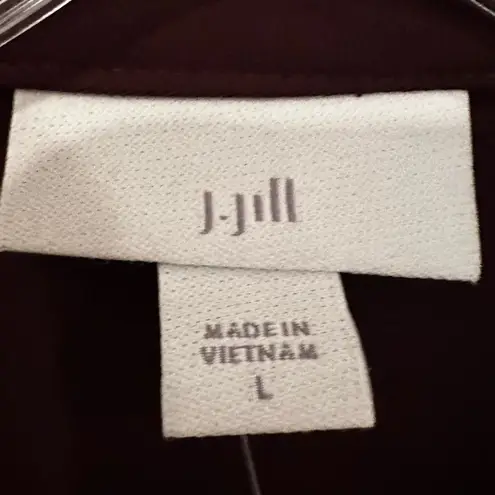J Jill Soft Luxe Utility Popover Blouse Top Women's Large Plum Long Sleeve NWT Purple