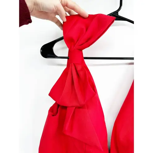 Mac Duggal 49454 Bow Shoulder V Neck Gown in Red Size 10 NWT