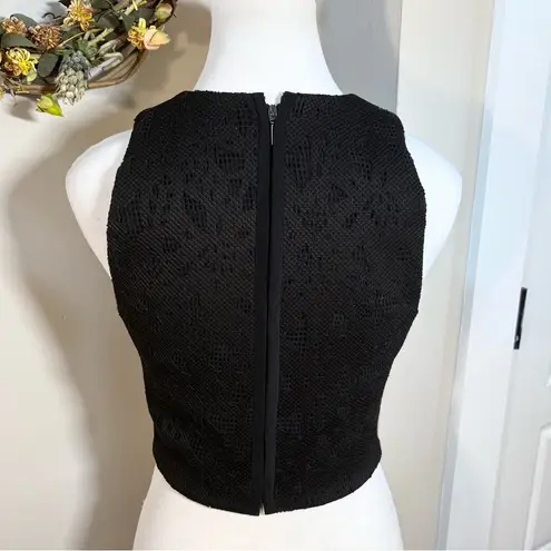 Rebecca Taylor Black Eyelet Lace Sleeveless Crop Top Womens Sz 2🧡