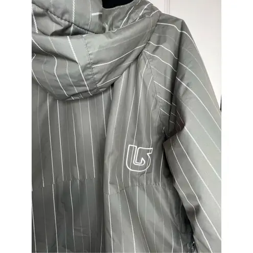 Burton Grey and White Striped Heavy Hooded Winter Coat