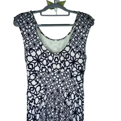 MAEVE by Anthropologie Blue Star Geometric Cap Sleeve Maxi Dress Medium