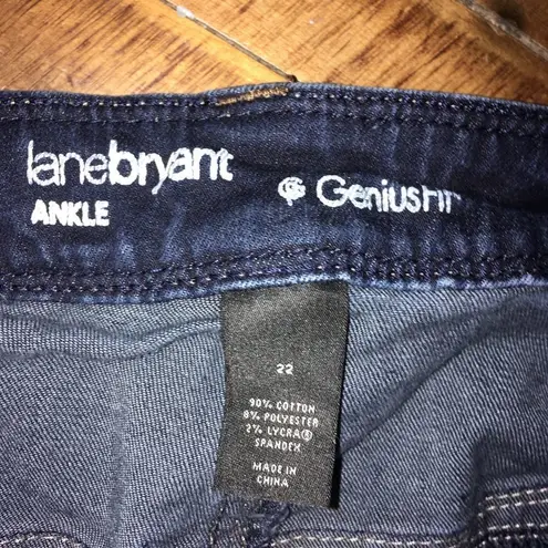 Lane Bryant  dark wash genius fit ankle zip 22 jeans