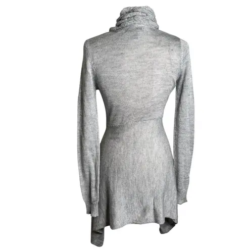 Vintage Y2K Say What Gray Medium Cable Knit Long Sleeve Cardigan Sweater Wool