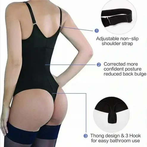 SHAPERX Women Shapewear Tummy Control Open Bust Bodysuit Size 2XL Black