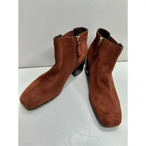 Aquatalia Boots Womens Size 8 Block Heel Ginger Suede Ankle Booties Leather