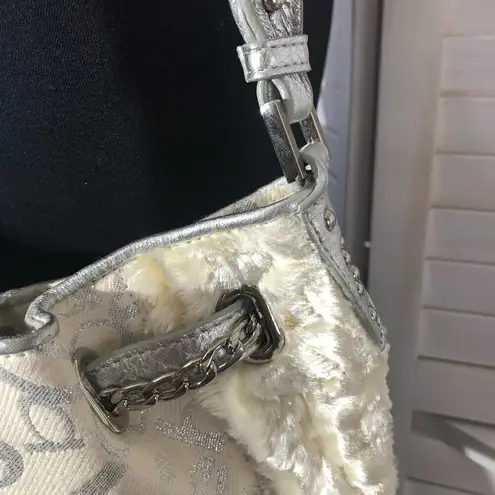 Bebe Vintage Y2K  Logo Faux Fur Leather Shoulder Bag OS