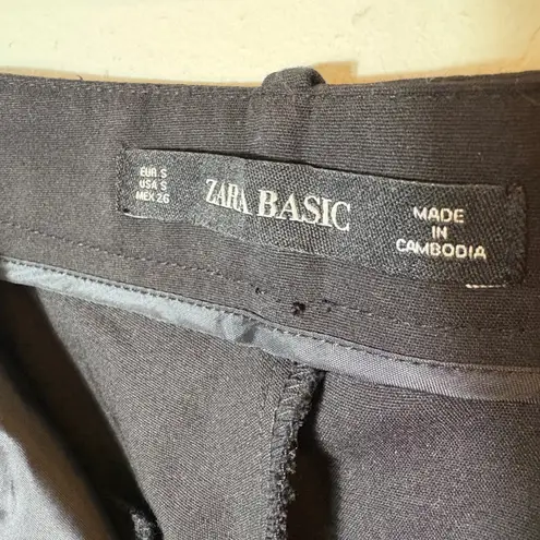 Zara Basic Black Leopard Print Trim Career Casual Pants Size Small