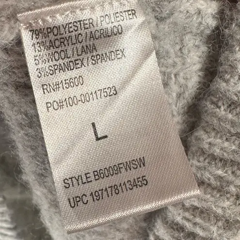 Democracy Long Blouson Sleeve Cascading Fringe Sweater Heather Grey size large