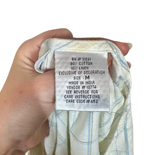 True Vintage Casey & Max Cotton Linen Embroidered Boxy Butter Yellow Top 80s 90s Size M