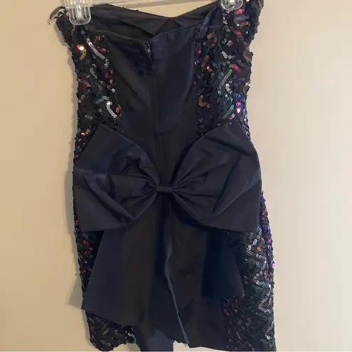 Gunne Sax Vtg Jessica McClintock Dress Chevron S 1980s Prom Sequins Bow Desc