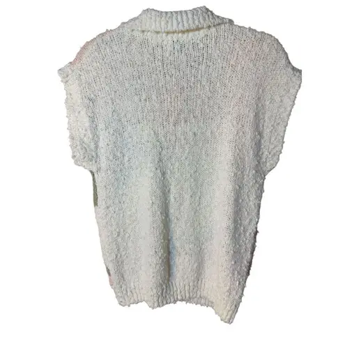 Palm Springs Yacht Club Pink Cream Textured Floral Knit Sweater Sz S Vintage