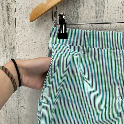 Cutter and Buck Golf Shorts Womens 2 Green Purple Blue White Stripe Cotton Blend - Image 3