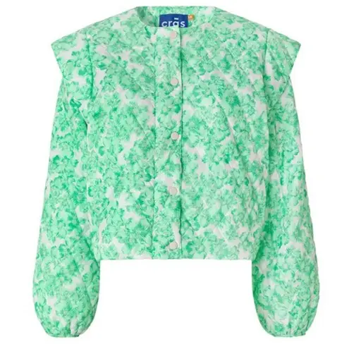 Cras Green White Quintacras Minty Quilted Bold Shoulder Jacket NWT 40 Green Wht Size undefined